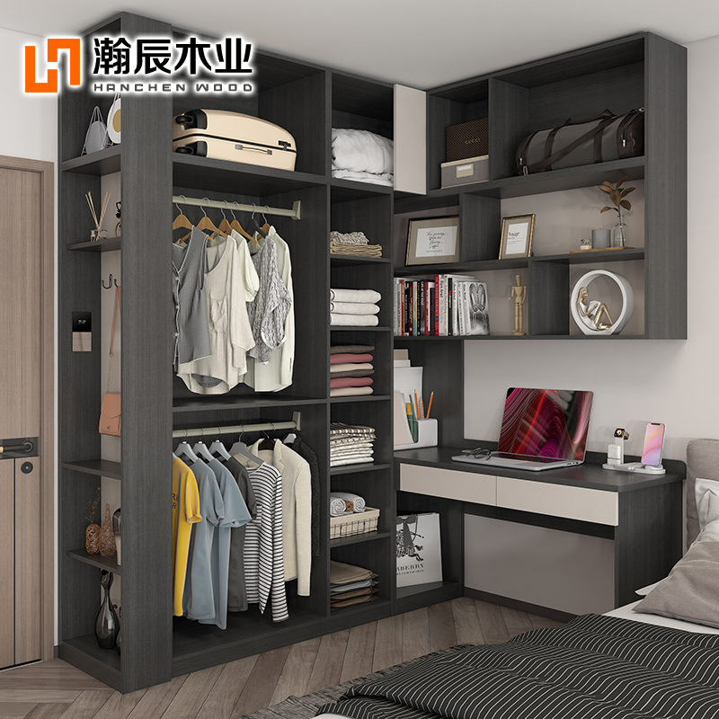 转角衣柜连书桌一体书柜电脑桌衣柜连体儿童书桌书架学习桌