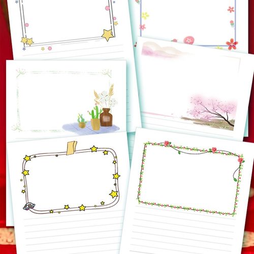 方格横线格漂亮彩色信纸贴照片方框作文纸方便手工文案背景写作纸