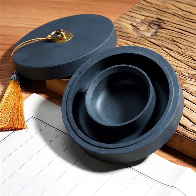 火锅砚台书法火锅砚带盖防干毛笔墨汁可磨墨原石文房四宝砚台