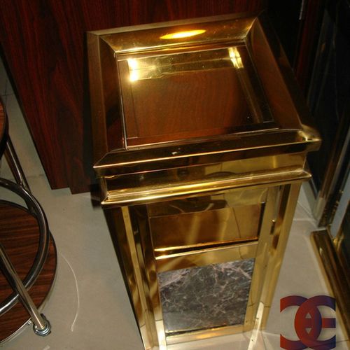 时尚 不锈钢果皮桶 四菱角 仿石瓷砖 垃圾桶 酒店 钛金烟灰桶