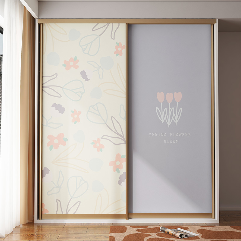 灰紫郁金香衣柜翻新贴柜子玻璃门改造墙纸自粘加厚防水现代简约风