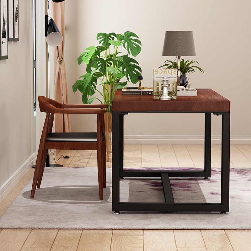 loft实木书桌简约电脑台式桌工业风现代办公桌家用写字桌子工作台