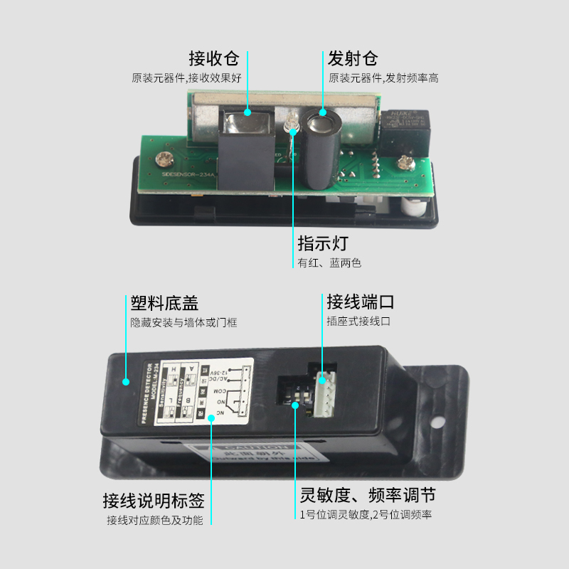 CUMU侧面防夹探头23自动门电动门感应门门禁侧面防夹探头感应器
