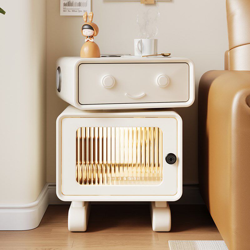 奶油风床头柜儿童卧室机器人创意多功能床边柜可爱小型智能小柜子