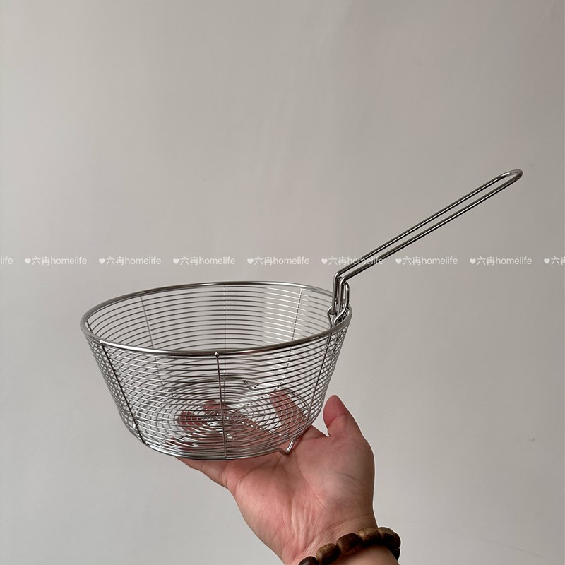油炸篮30不锈钢 可折叠可拆卸煮面漏网炸薯条炸筐油锅麻辣烫捞网