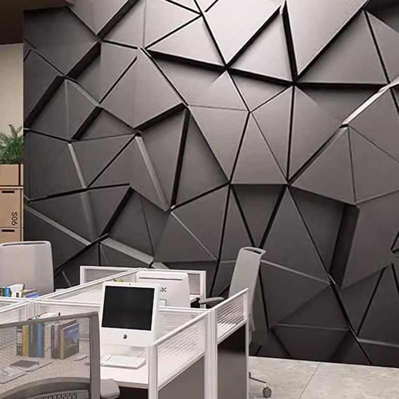 3D立体几何凹凸科技感壁纸ktv网吧办公室前台装修背景墙纸工业风