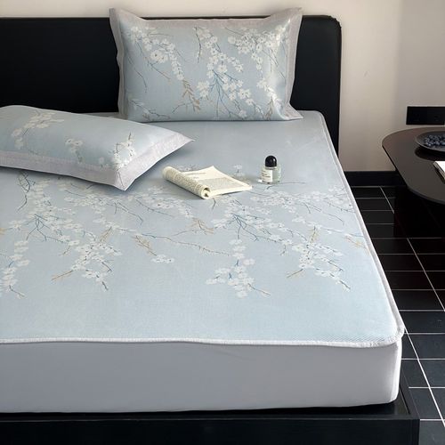 母婴级A类冰丝席可机洗凉席三件套床笠款田园可裸睡晾感空调席子