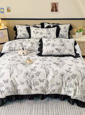 02LIP5类新款A洗云朵棉公主水2风花边四件套