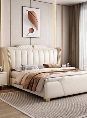 现5代简GVR约主卧2床2新款0婚床网红轻奢皮床软包大床意式极简双