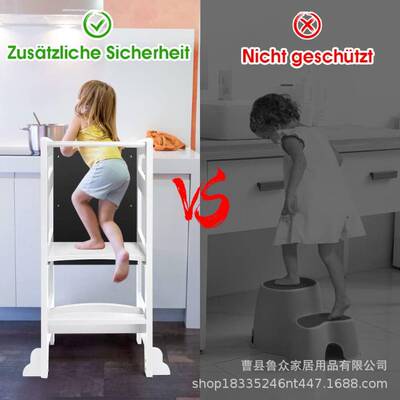 厂家直供实木蒙氏learning tower儿童洗手台阶凳家用阶梯凳带黑板