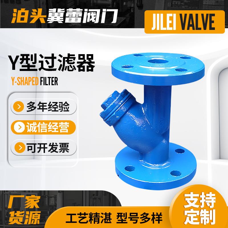 铸Y型过滤器DYX器法兰接GL41H-1连6Q过滤球墨铁材质Y型管道过滤器
