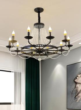 美式乡村吊水晶蜡烛客35669厅灯式复古创约意简餐厅田法园书房灯