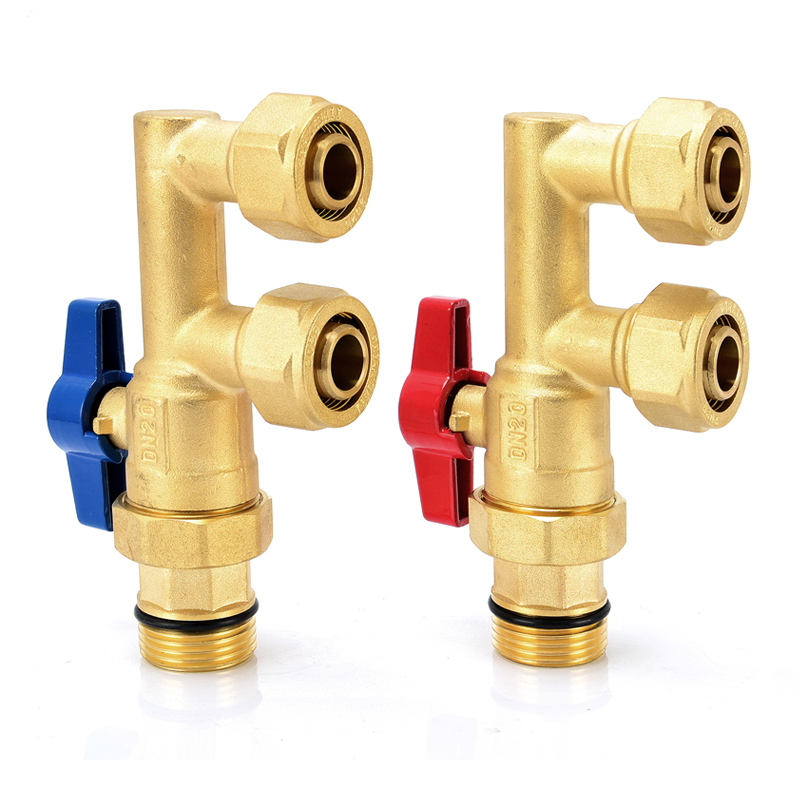 F分地暖分水器增加两路专用门分水器末端球0 20转1寸
