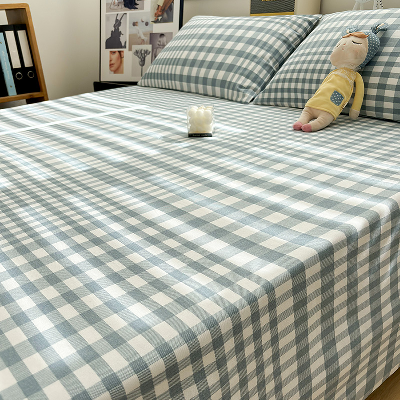 高档加厚老粗布克洛伊床单单件全棉宿舍单人四季用床笠凉席三件套