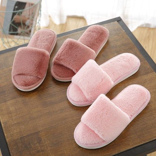 春秋款彷兔毛绒棉拖鞋男女室内家居木地板厚底防滑毛毛一字拖冬天
