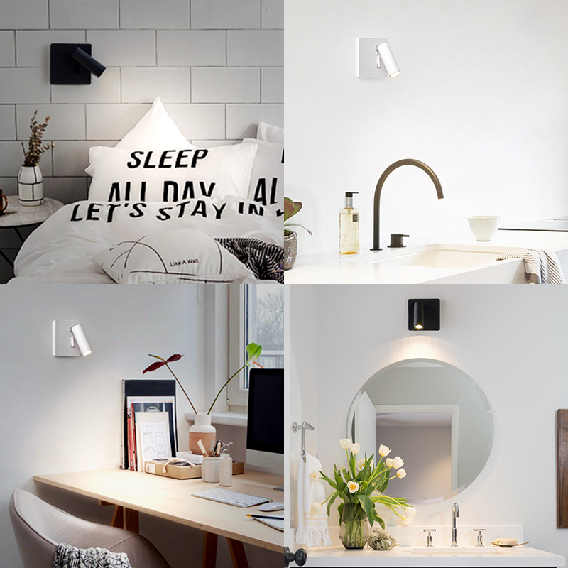 壁灯床头灯卧室简约现代带开关阅读迷你8方盒线盒墙壁灯具