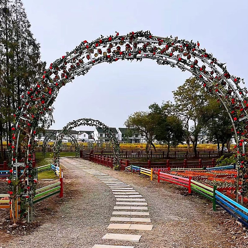 拱门桁架弧形半圆铁艺造型婚庆支架花门架圆弧铁拱形架子长廊定制
