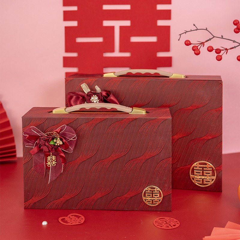 婚礼金箱结婚礼金盒聘礼彩礼订婚钱箱婚庆中式三金聘金盒用品大全
