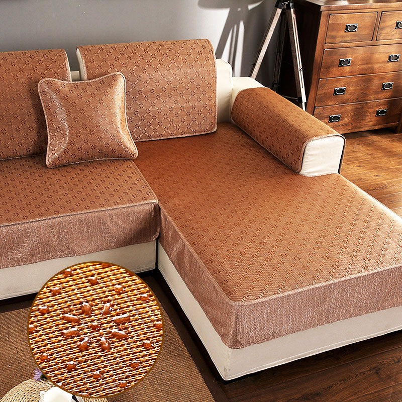 冰藤沙发垫罩笠夏季夏天款凉席垫冰丝防滑藤竹客厅定制贵妃