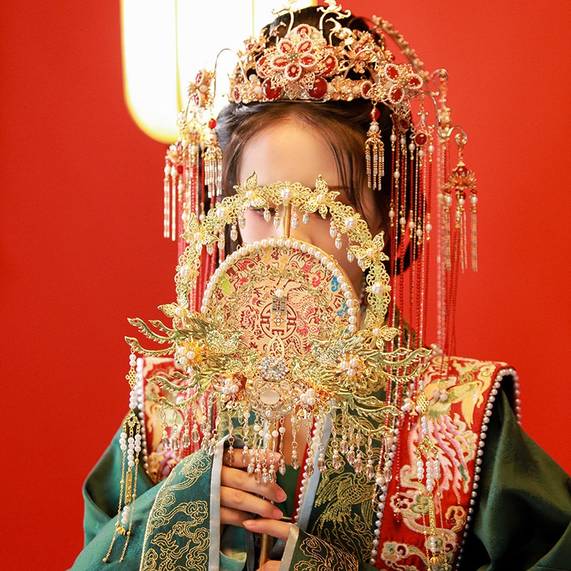 舞绣缘明制新娘结婚团扇手工diy材料包送闺蜜中式秀禾扇出嫁喜扇