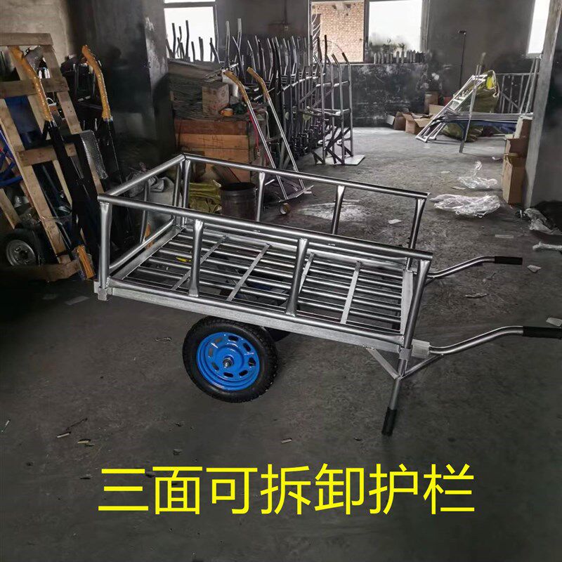 工地农用手推搬运车双轮手推车建筑家用平板果园拉货翻斗车老虎车