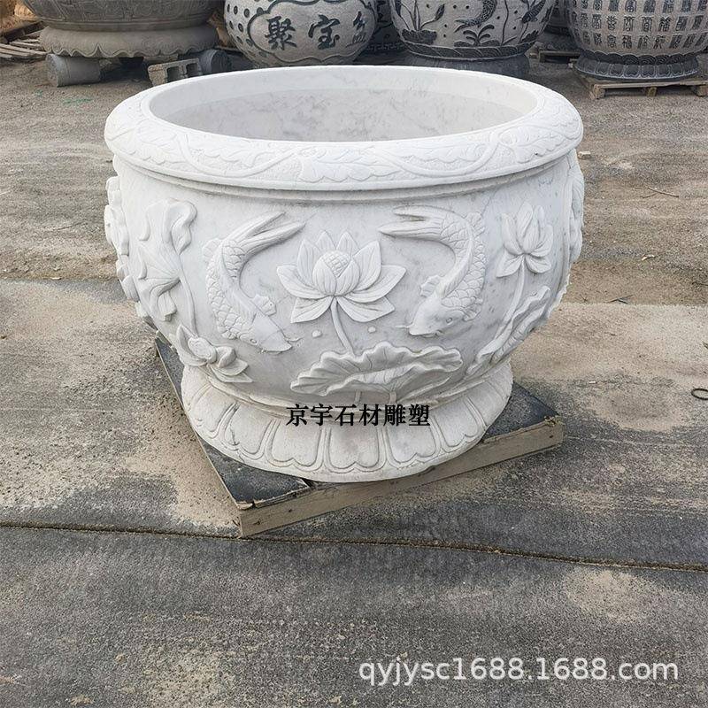 石花雕鱼缸花岗岩石缸庭院养石天鱼池户外荷聚250731-0宝盆然头大