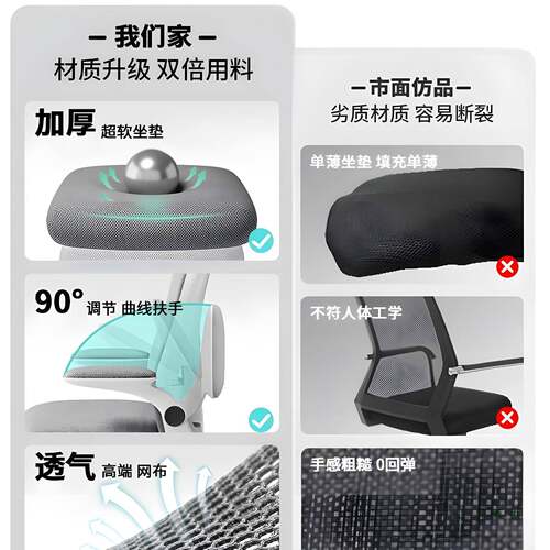 办竞公椅适会议椅职员工位椅舒家用电椅脑靠背985椅子舒服久坐电