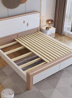 ir实木床现代约1.8米出房经济型XLI租双人床主简卧1.5人米单床卧