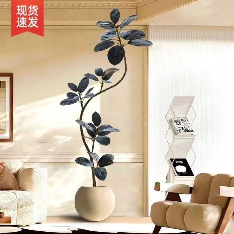 黑金地刚仿真植物室内家居66180011客厅仿生轻奢植橡皮绿大树型装