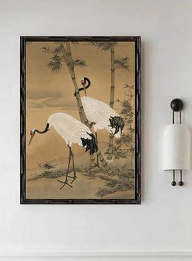 竹美｜新中法中式式挂画古风复古法式客餐C276厅玄关鹤富壁炉茶室