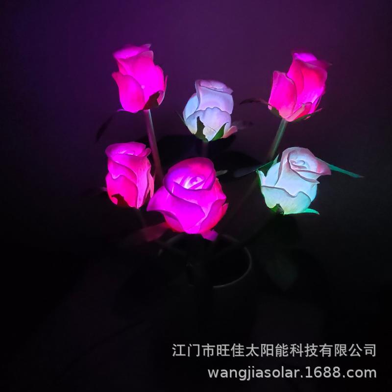 l玫小瑰花盆灯d仿真6头玫瑰花夜灯家UZN居摆件景观装饰e台灯氛围