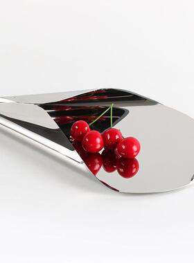 计师款不锈钢件几何角卷边托UXI盘果盘摆样板房设售楼处三艺术装