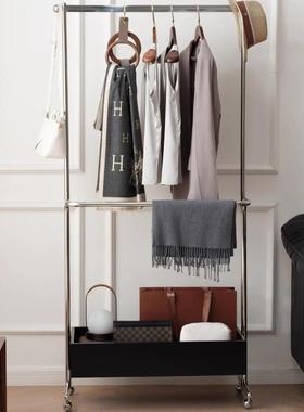 中古高不锈钢衣帽架收纳可移用动档架挂衣家卧室落地隔夜次GUX净