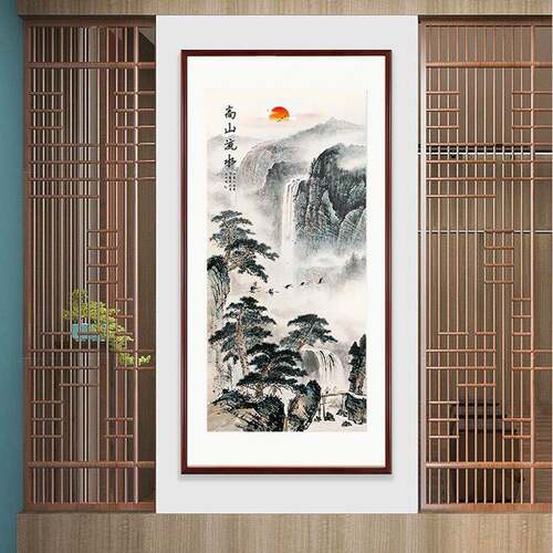 高山式流水GH2446装画客厅饰玄关走廊壁木画实山水国画办公室茶室