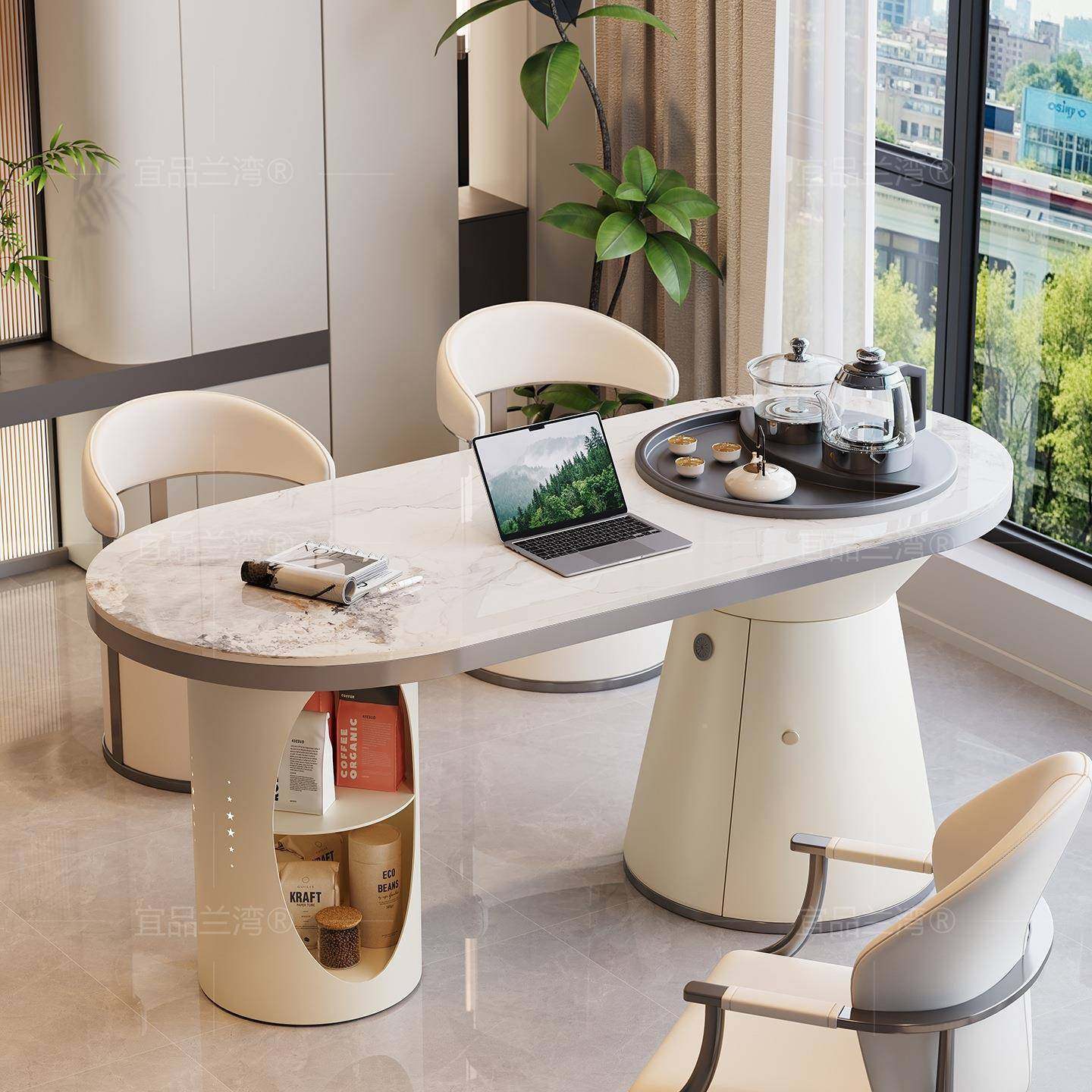 202新款高端岩板茶桌书桌办公两用烧水壶一体用嵌台入5CWO式家阳,商业/办公家具,茶台/茶桌,淘宝优惠券,粉丝福利购,淘宝优惠卷