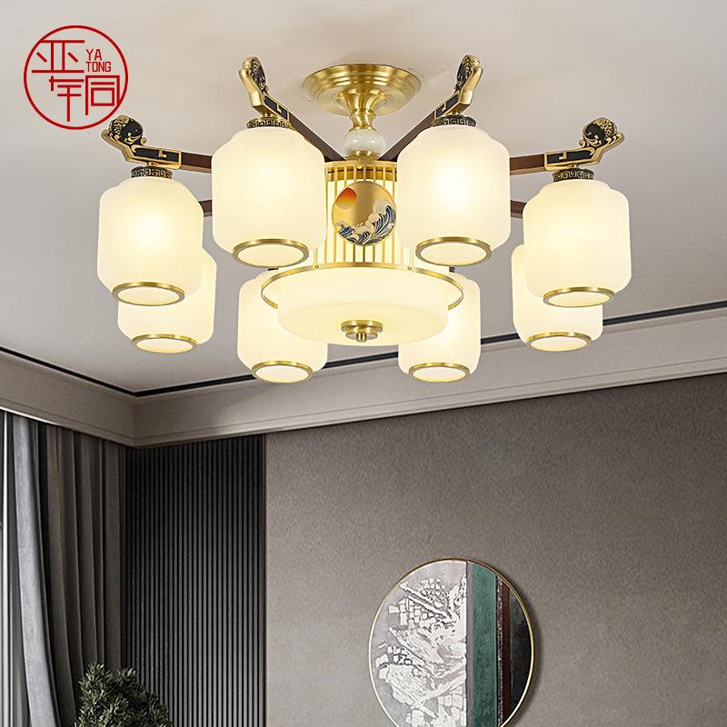 1242025新款中式客厅吊灯全铜灯复式楼厅古典楼餐厅饭店茶新酒店