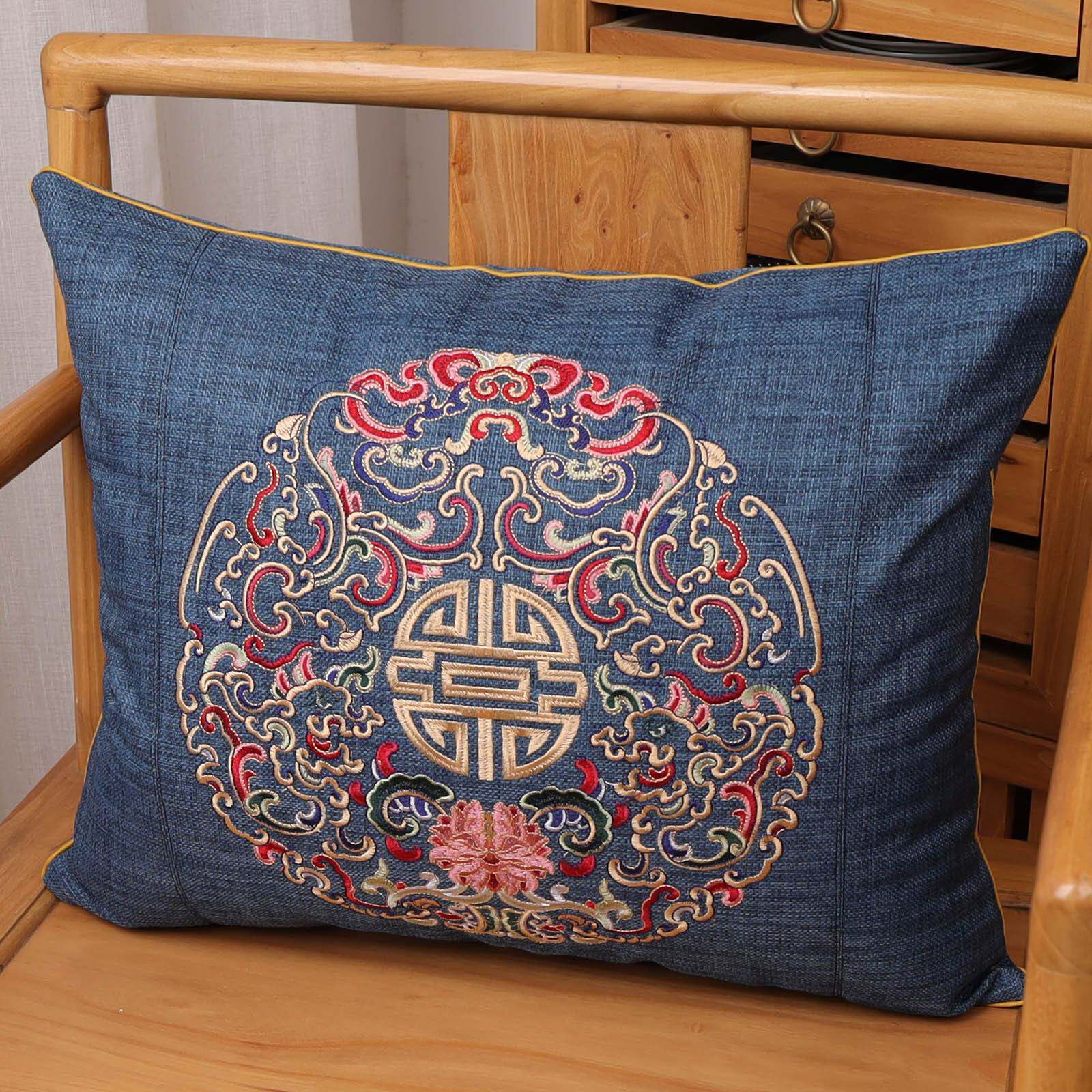 新中式抱枕靠垫沙发靠垫办公室腰靠枕床头靠背垫椅子靠枕沙发抱c^