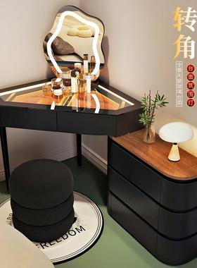 简约FST现卧代小户型转角梳柜妆台三角木化妆台室实转角边多功能