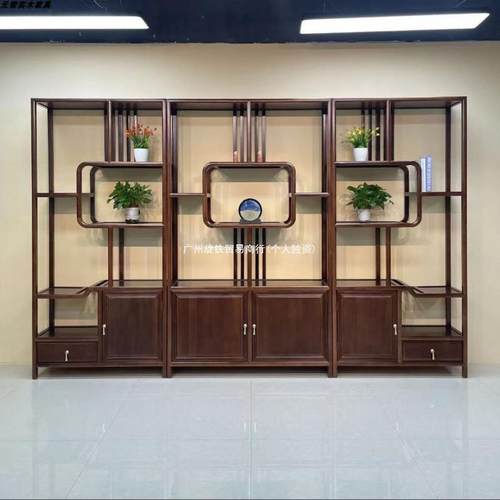 木00老船博古架展示柜实木中隔断简约现代置物式架茶室宝阁书架多