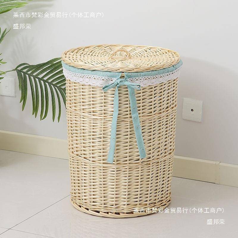藤编大号布带篓筐脏衣用篮编织xzcbv100收纳筐家衣服盖篮子艺储物