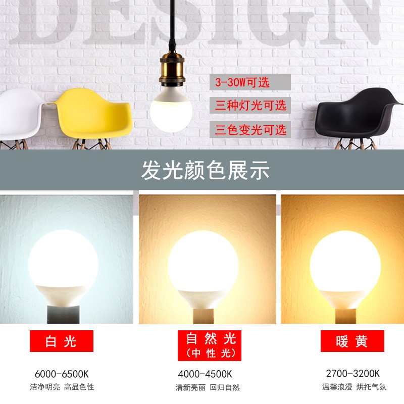 led龙珠灯泡G G95暖光中性光白光超亮灯泡E27三色变光球形灯泡