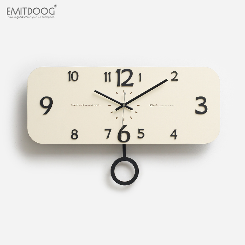 EMITDOOG奶油风钟表简约挂钟客厅202新款高级感创意时钟家用挂墙