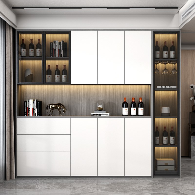 超薄餐边柜20cm薄柜层靠墙一体实木酒柜茶水柜20公分客厅展示柜