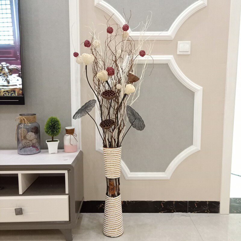 客厅干树枝干花装饰落地 玄关隔断橱窗龙柳 干枝装饰花天然假花摆