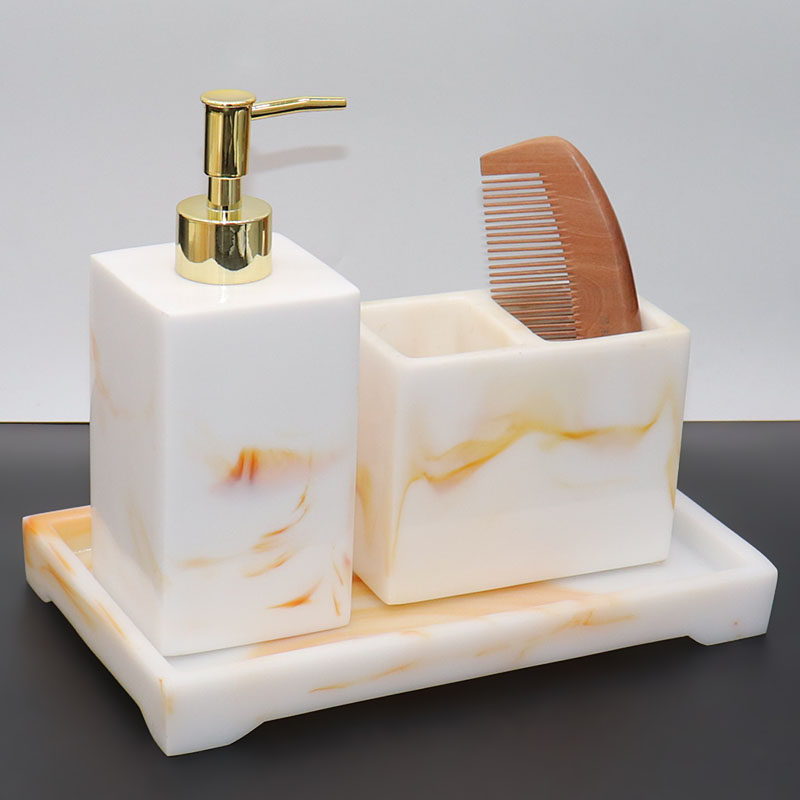 欧式样板房卫生间软装饰品摆件洗手液瓶托盘卫浴洗漱用品装酒店