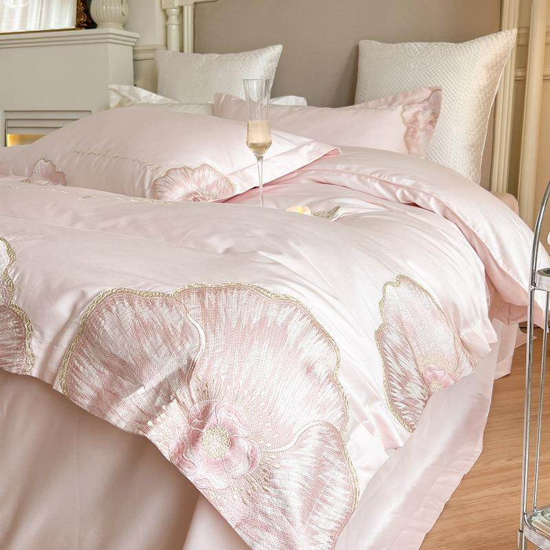 100s长绒棉绣全棉件四套被刺绣纯棉贡缎套床单粉四季Mhou-117款花,床上用品,床品套件/四件套/多件套,淘宝优惠券,粉丝福利购,淘宝优惠卷