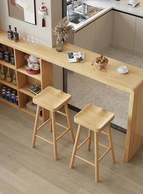 全实木家用墙吧台合椅组客厅隔断玄柜餐关边SVD靠柜餐桌一体高脚