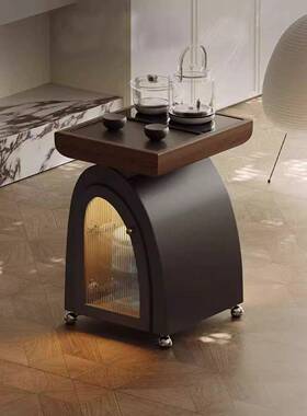 意式极简可移动茶台壶带水烧轻奢感设计台师边几阳客厅茶CBU桌木