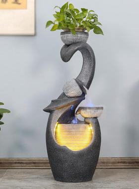 欧式喷泉湿客厅1968鱼缸招财落地现奢代轻家庭流水摆景件循环水观