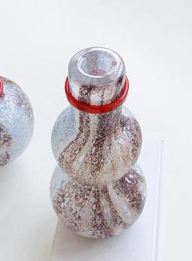 BX68-24-丝品寂风粗磨渐变红缠气泡葫芦款新鲜花玻璃玄宅关居家花